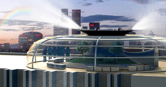 高层建筑喷水除霾系统（来源“Yanko Design”）